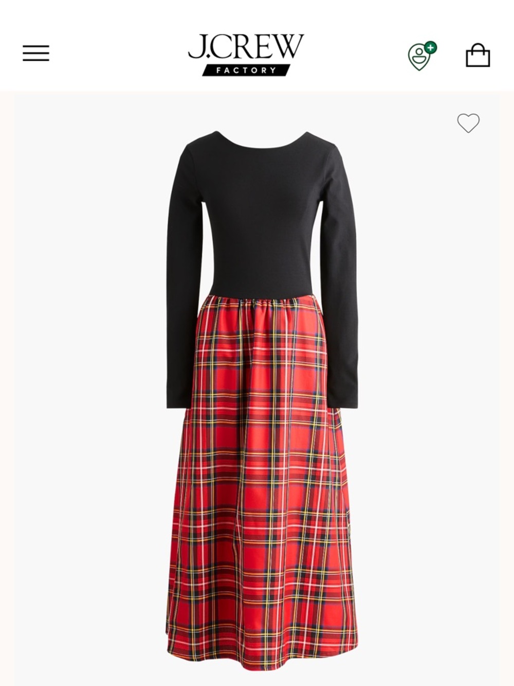 J. Crew Red Tartan Maxi Skirt with Black Bodice